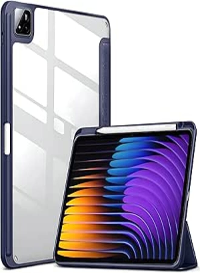 ProElite Cover for Xiaomi Mi Pad 7/7 Pro 11.2 inch case Cover, Transaprent Flip Case for Xiaomi Mi Pad 7/7 Pro 11.2 inch with Pen Holder (Supports Auto Sleep Wake Function), Dark Blue